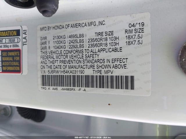 2019 HONDA CR-V EX 9
