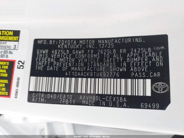 2026 TOYOTA CAMRY SE 9