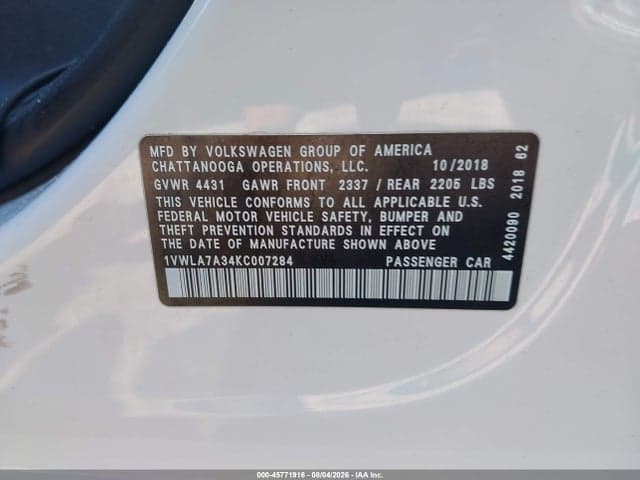2019 VOLKSWAGEN PASSAT 2.0T WOLFSBURG EDITION 9