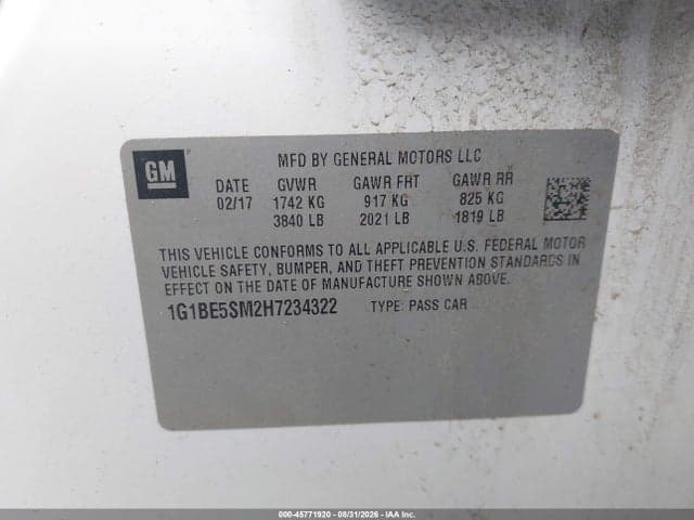 2017 CHEVROLET CRUZE LT AUTO 9