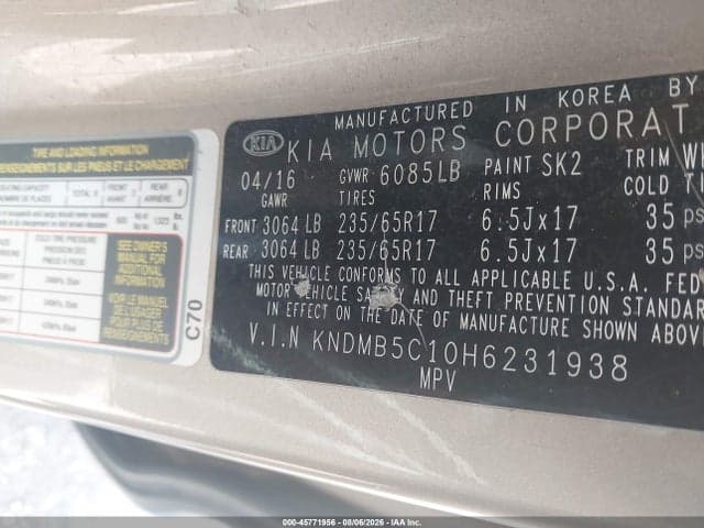 2017 KIA SEDONA LX 9
