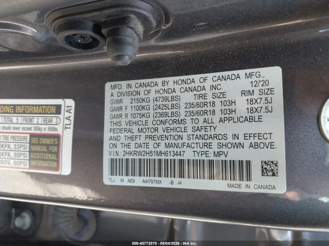 2021 HONDA CR-V AWD EX 9