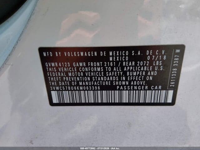 2019 VOLKSWAGEN JETTA 1.4T R-LINE/1.4T S/1.4T SE 9