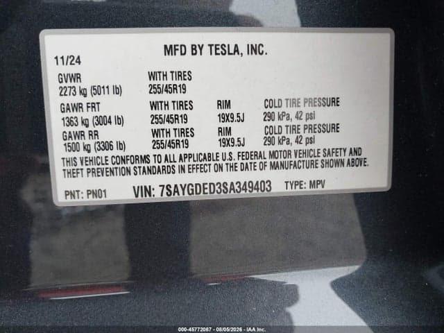 2025 TESLA MODEL Y LONG RANGE DUAL MOTOR REAR-WHEEL DRIVE 9
