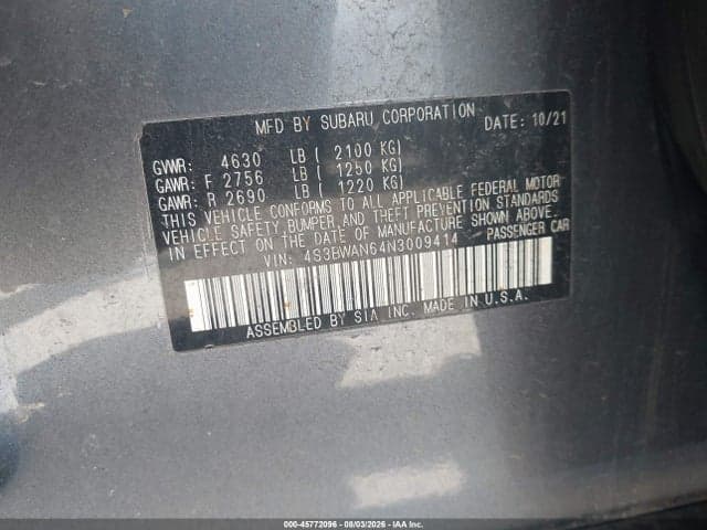 2022 SUBARU LEGACY LIMITED 9