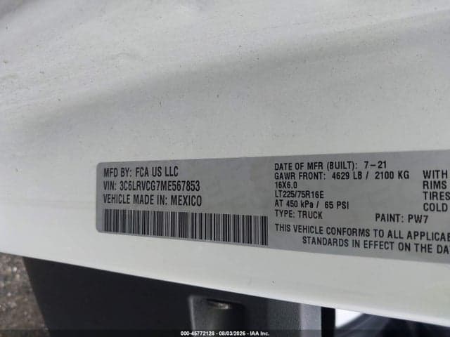 2021 RAM PROMASTER 2500 HIGH ROOF 136 WB 9
