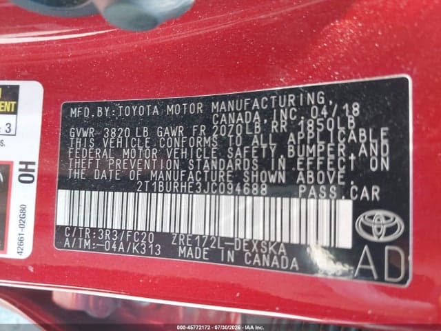 2018 TOYOTA COROLLA SE 9