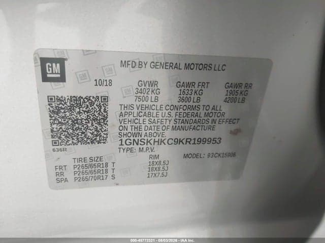 2019 CHEVROLET SUBURBAN LT 9