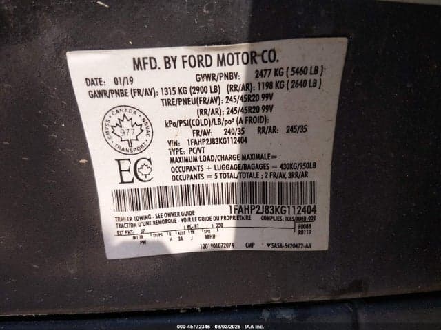 2019 FORD TAURUS LIMITED 9
