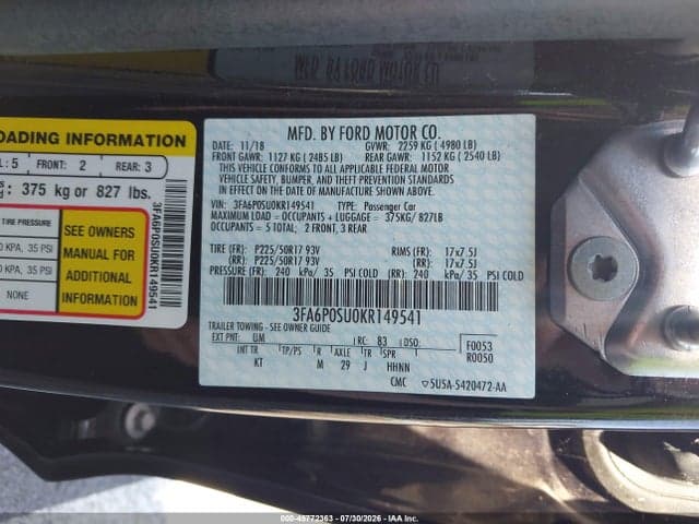 2019 FORD FUSION ENERGI TITANIUM 9