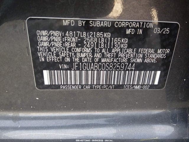 2025 SUBARU IMPREZA BASE 5-DOOR 9