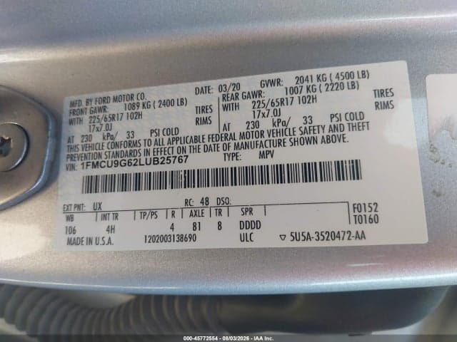 2020 FORD ESCAPE SE 8