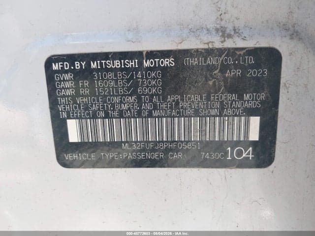 2023 MITSUBISHI MIRAGE G4 ES 9