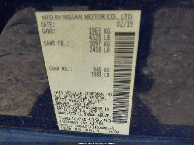 2019 NISSAN ALTIMA 2.5 SR 9