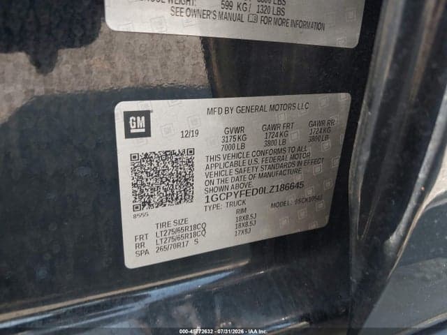 2020 CHEVROLET SILVERADO 1500 4WD SHORT BED LT TRAIL BOSS 9