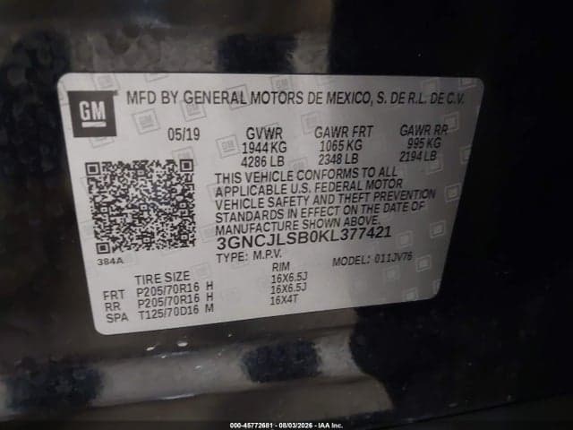 2019 CHEVROLET TRAX 1LT 9