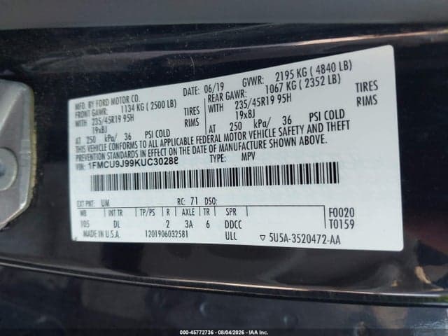 2019 FORD ESCAPE TITANIUM 9