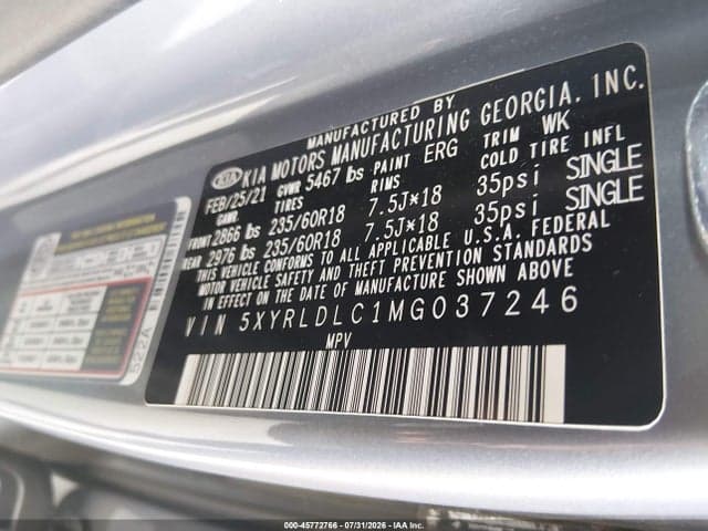 2021 KIA SORENTO S 9