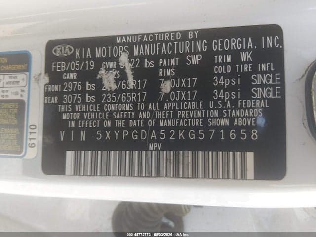 2019 KIA SORENTO 3.3L LX 9