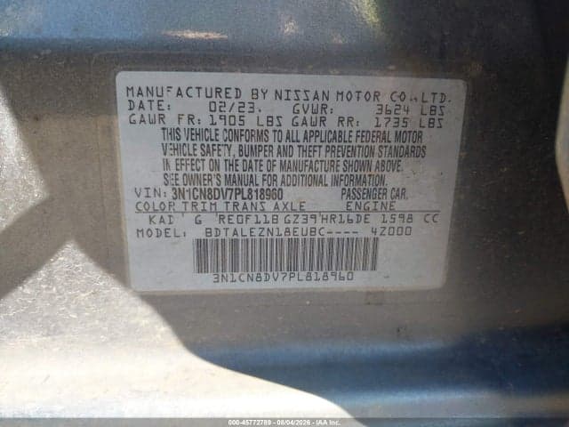 2023 NISSAN VERSA 1.6 S XTRONIC CVT 9