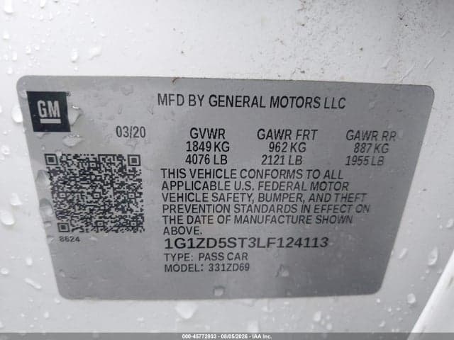 2020 CHEVROLET MALIBU FWD LT 9