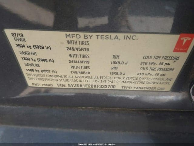 2019 TESLA MODEL S 9