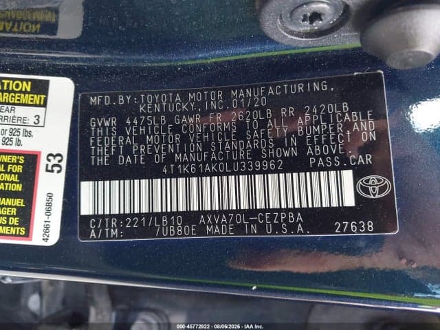 2020 TOYOTA CAMRY XSE 9