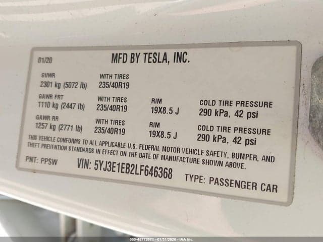 2020 TESLA MODEL 3 LONG RANGE DUAL MOTOR ALL-WHEEL DRIVE 9