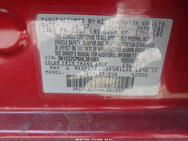 2017 NISSAN VERSA NOTE SV 9