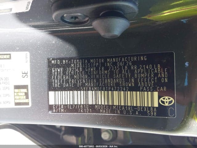 2026 TOYOTA COROLLA LE 9
