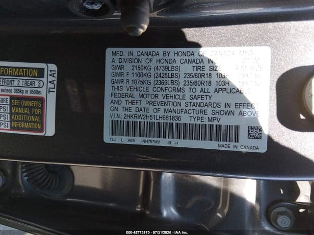 2020 HONDA CR-V AWD EX 9