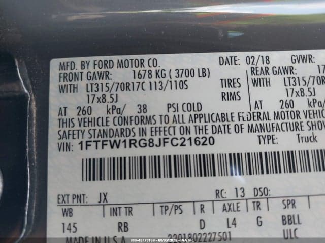2018 FORD F-150 RAPTOR 9
