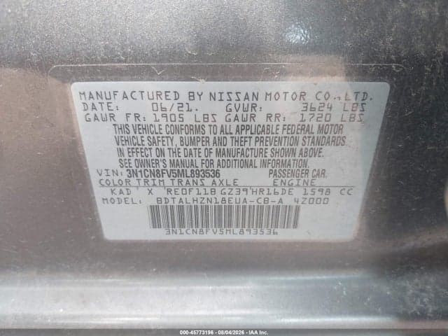 2021 NISSAN VERSA SR XTRONIC CVT 9