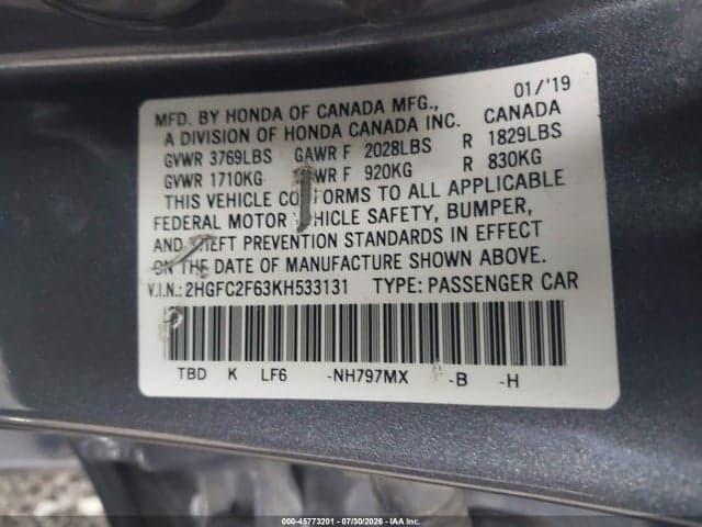 2019 HONDA CIVIC LX 9