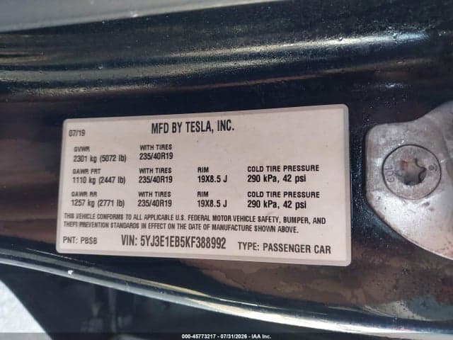 2019 TESLA MODEL 3 LONG RANGE/PERFORMANCE 9