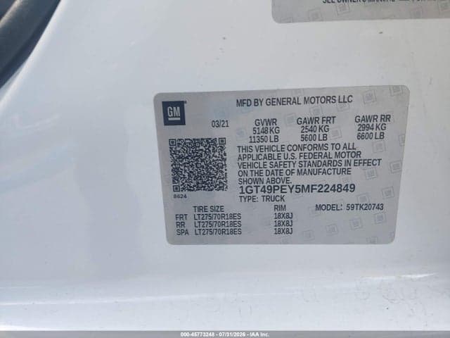 2021 GMC SIERRA 2500HD 4WD STANDARD BED AT4 9