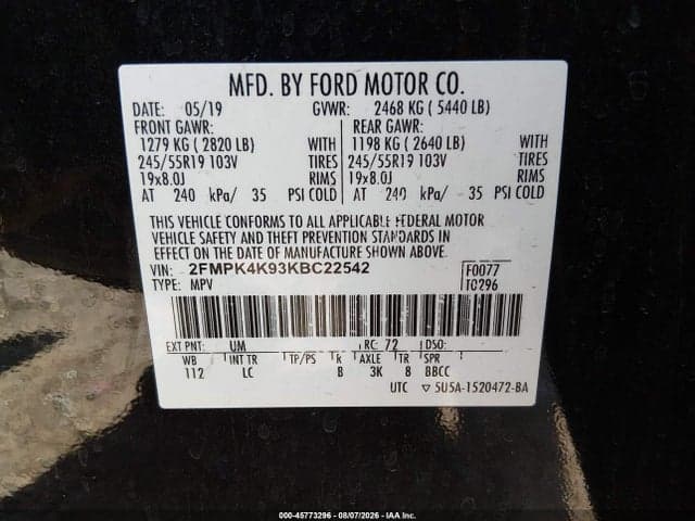 2019 FORD EDGE TITANIUM 9