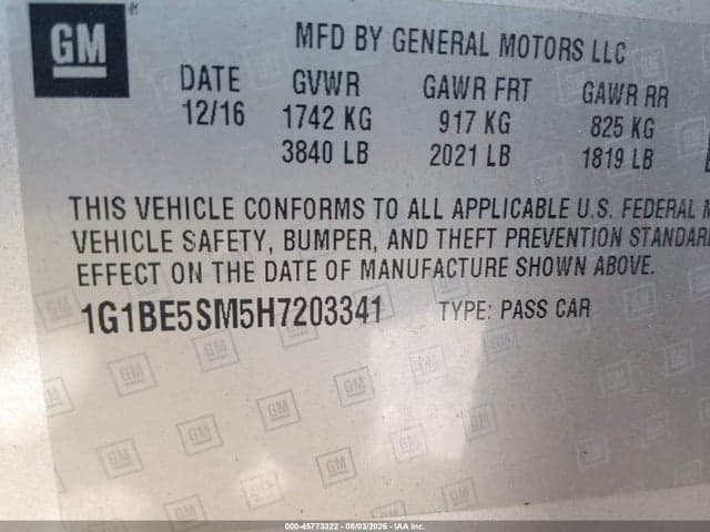 2017 CHEVROLET CRUZE LT AUTO 9