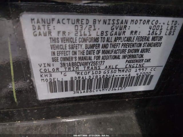 2021 NISSAN SENTRA SV XTRONIC CVT 9