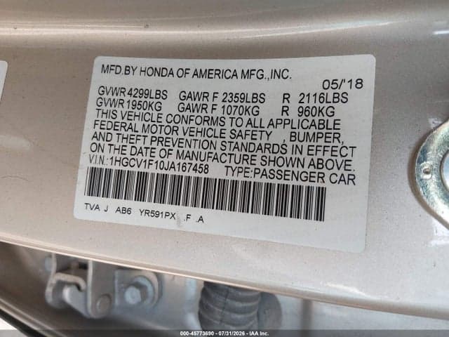 2018 HONDA ACCORD LX 9