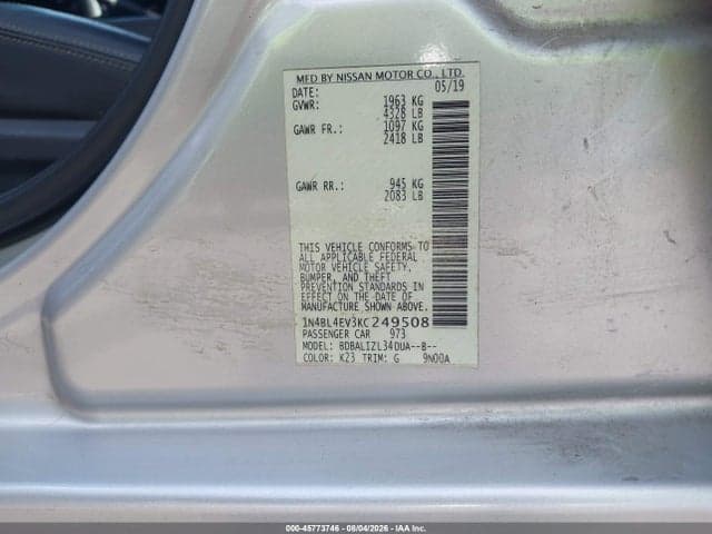2019 NISSAN ALTIMA 2.5 SL 9