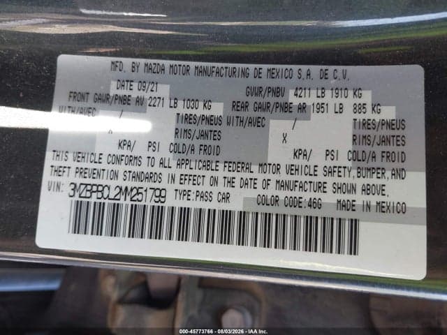 2021 MAZDA MAZDA3 PREFERRED 9