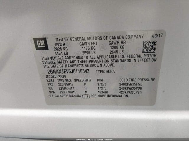 2018 CHEVROLET EQUINOX LT 9