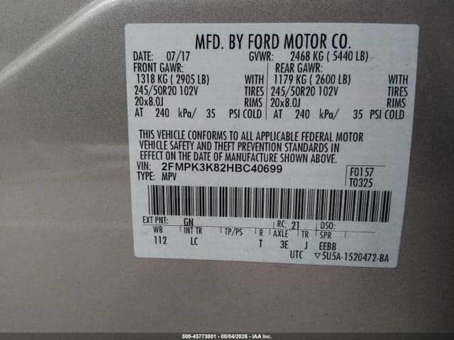 2017 FORD EDGE TITANIUM 9