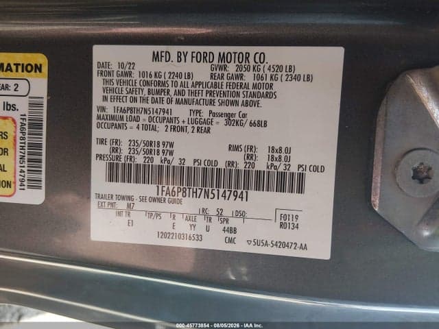 2022 FORD MUSTANG ECOBOOST PREMIUM FASTBACK 9
