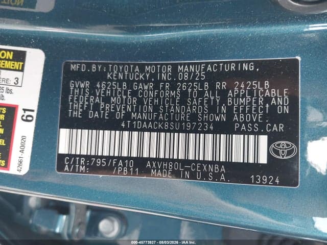 2025 TOYOTA CAMRY LE 9