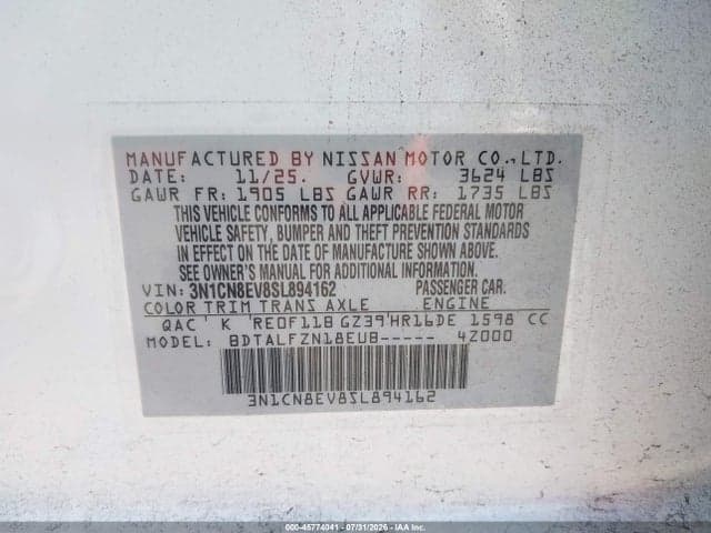 2025 NISSAN VERSA 1.6 SV 9