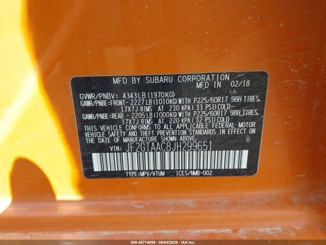 2018 SUBARU CROSSTREK 2.0I 9