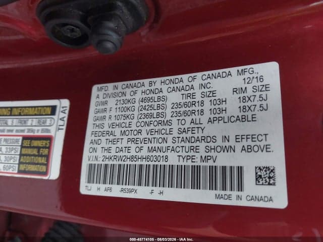 2017 HONDA CR-V EX-L/EX-L NAVI 9