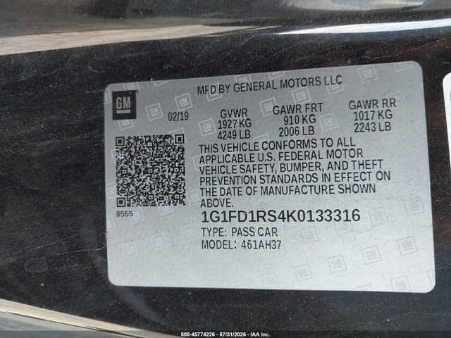 2019 CHEVROLET CAMARO 2LT 9
